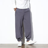 Sinicism Store 5XL Cotton Linen Harem Pants Men Jogger Pants Male Trousers Chinese Traditional Cloths Belts Plus Size