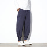 Sinicism Store 5XL Cotton Linen Harem Pants Men Jogger Pants Male Trousers Chinese Traditional Cloths Belts Plus Size