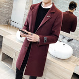 Autumn and winter solid color windbreaker 2019 new men's woolen coat, 5XL large size slim fashion men's long windbreaker jacket